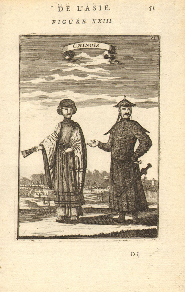 CHINA COSTUME. Chinese man & lady in 17th Century dress. 'Chinois'. MALLET 1683